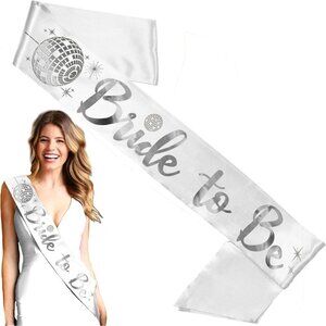 🆕 Women White Bridal Shower Sash Bride  Bachelorette Party Accessories